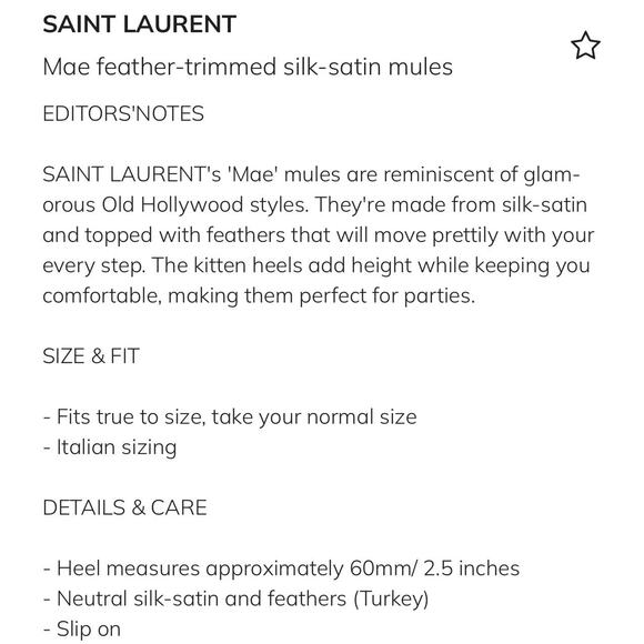 Saint Laurent Blanco Mae 60 37/ US 7 Mule Soft Nude Satin Slip On Heel NIB $995 - Picture 12 of 12